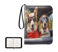 SKYSHU Carpeta portátil de 4 bolsillos para tarjetas de intercambio de dos perros de conducción, álbum para tarjetas de 400 tarjetas con 50 fundas extraíbles, carpeta impermeable con cremallera para