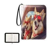 SKYSHU Carpeta portátil de 4 bolsillos para tarjetas de intercambio de dos perros de conducción, álbum para tarjetas de 400 tarjetas con 50 fundas extraíbles, carpeta impermeable con cremallera para