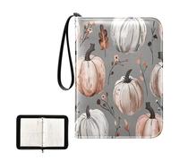 SKYSHU Carpeta portátil de 4 bolsillos para tarjetas de intercambio de flores de calabaza otoñal, álbum para 400 tarjetas con 50 fundas extraíbles, carpeta impermeable con cremallera para colección de