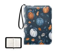 SKYSHU Carpeta portátil de 4 bolsillos para tarjetas de intercambio de ramas de calabaza otoñal, álbum para 400 tarjetas con 50 fundas extraíbles, carpeta impermeable con cremallera para colección de