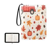 SKYSHU Carpeta portátil de hojas de calabaza otoñal de 4 bolsillos, tarjetero para 400 tarjetas con 50 fundas extraíbles, carpeta impermeable con cremallera para colección de tarjetas de juego