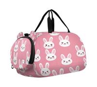 SKYSHU Cartoon Bunny - Bolsa grande impermeable para el fin de semana, correa de hombro desmontable, bolsa de gimnasio con compartimento para zapatos y bolsillo húmedo