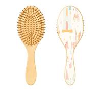 SKYSHU Castle and Princess - Cepillo de madera natural con cómodas cerdas de madera, cepillo ovalado para desenredar y peinar para mujeres, hombres y niños, todo tipo de cabello (cabello seco y