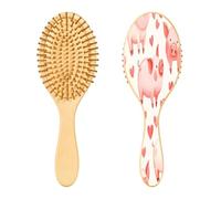 SKYSHU Cepillo de pelo de madera natural de cerdos de acuarela con cómodas cerdas de madera, cepillo ovalado para desenredar y peinar para mujeres, hombres y niños, todo tipo de cabello (cabello seco