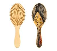 SKYSHU Cepillo de pelo de madera natural de leopardo con cómodas cerdas de madera, cepillo ovalado para desenredar y peinar, para mujeres, hombres y niños, todo tipo de cabello (cabello seco húmedo y