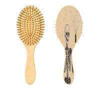 SKYSHU Cepillo de pelo de madera natural esqueleto con cómodas cerdas de madera, desenredar y peinar oval cepillo de pelo para mujeres, hombres y niños todo tipo de pelo (mojado, seco y dañado)