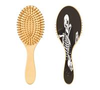 SKYSHU Cepillo de pelo de madera natural esqueleto con cómodas cerdas de madera, desenredar y peinar oval cepillo de pelo para mujeres, hombres y niños todo tipo de pelo (mojado, seco y dañado)