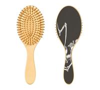 SKYSHU Cepillo de pelo de madera natural esqueleto con cómodas cerdas de madera, desenredar y peinar oval cepillo de pelo para mujeres, hombres y niños todo tipo de pelo (mojado, seco y dañado)