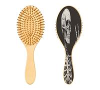 SKYSHU Cepillo para el pelo de madera natural esqueleto con cómodo pelo de madera, cepillo ovalado para desenredar y peinar, para mujeres, hombres y niños, todo tipo de cabello (mojado