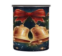 SKYSHU Christmas Bell - Recipientes herméticos de almacenamiento de alimentos de 900 ml, botes de café de acero inoxidable con tapa de bloqueo al vacío para organización de cocina, grano de café, té