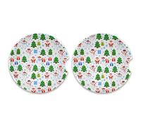 SKYSHU Christmas Elements - Juego de 2 posavasos redondos para automóvil, para bebidas, de cerámica, absorbente, con base de corcho y agarre para la punta de los dedos para una fácil limpieza en