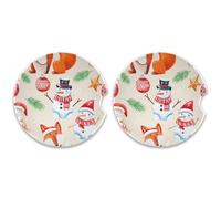 SKYSHU Christmas Elements - Juego de 2 posavasos redondos para automóvil, para bebidas, de cerámica, absorbente, con base de corcho y agarre para la punta de los dedos para una fácil limpieza en