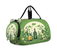 SKYSHU Clover - Bolsa grande impermeable para fin de semana, correa de hombro desmontable, bolsa de gimnasio con compartimento para zapatos y bolsillo húmedo