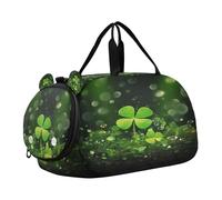 SKYSHU Clover - Bolsa grande impermeable para fin de semana, correa de hombro desmontable, bolsa de gimnasio con compartimento para zapatos y bolsillo húmedo