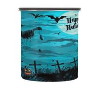 SKYSHU Contenedores herméticos de almacenamiento de alimentos de espantapájaros de Halloween de 900 ml, botes de café de acero inoxidable con tapa de bloqueo al vacío para organización de cocina