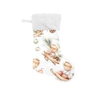 SKYSHU Cute Little Angels - Calcetín de Navidad para colgar en la chimenea de árbol de Navidad con puño de piel de felpa para decoración de fiestas familiares, regalos de Navidad, 18 pulgadas