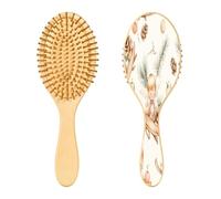 SKYSHU Cute Little Angels - Cepillo de madera natural con cómodas cerdas de madera, cepillo ovalado para desenredar y peinar para mujeres, hombres y niños, todo tipo de cabello (cabello seco y dañado)