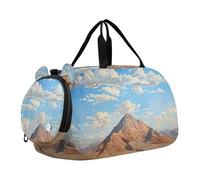 SKYSHU Desert Mountain - Bolsa grande impermeable para fin de semana, correa de hombro desmontable, bolsa de gimnasio con compartimento para zapatos y bolsillo para mojado