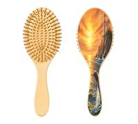 SKYSHU Dolphin - Cepillo de madera natural con cómodas cerdas de madera, cepillo ovalado para desenredar y peinar para mujeres, hombres y niños, todo tipo de cabello (cabello seco y dañado)