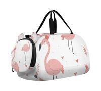 SKYSHU Flamingo - Bolsa grande impermeable para el fin de semana, correa de hombro desmontable, bolsa de gimnasio con compartimento para zapatos y bolsillo húmedo