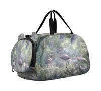 SKYSHU Flamingo - Bolsa grande impermeable para el fin de semana, correa de hombro desmontable, bolsa de gimnasio con compartimento para zapatos y bolsillo húmedo