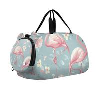 SKYSHU Flamingo - Bolsa grande impermeable para el fin de semana, correa de hombro desmontable, bolsa de gimnasio con compartimento para zapatos y bolsillo húmedo