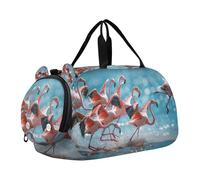 SKYSHU Flamingo - Bolsa grande impermeable para el fin de semana, correa de hombro desmontable, bolsa de gimnasio con compartimento para zapatos y bolsillo húmedo