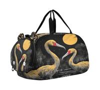 SKYSHU Flamingo - Bolsa grande impermeable para el fin de semana, correa de hombro desmontable, bolsa de gimnasio con compartimento para zapatos y bolsillo húmedo