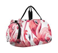 SKYSHU Flamingo - Bolsa grande impermeable para el fin de semana, correa de hombro desmontable, bolsa de gimnasio con compartimento para zapatos y bolsillo húmedo