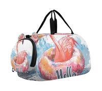 SKYSHU Flamingo - Bolsa grande impermeable para el fin de semana, correa de hombro desmontable, bolsa de gimnasio con compartimento para zapatos y bolsillo húmedo