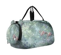 SKYSHU Flamingo - Bolsa grande impermeable para el fin de semana, correa de hombro desmontable, bolsa de gimnasio con compartimento para zapatos y bolsillo húmedo