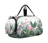 SKYSHU Flamingo - Bolsa grande impermeable para el fin de semana, correa de hombro desmontable, bolsa de gimnasio con compartimento para zapatos y bolsillo húmedo