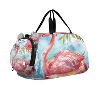 SKYSHU Flamingo - Bolsa grande impermeable para el fin de semana, correa de hombro desmontable, bolsa de gimnasio con compartimento para zapatos y bolsillo húmedo