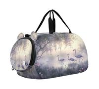 SKYSHU Flamingo - Bolsa grande impermeable para el fin de semana, correa de hombro desmontable, bolsa de gimnasio con compartimento para zapatos y bolsillo húmedo