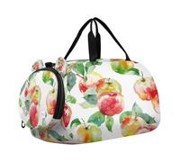 SKYSHU Fresh Apple - Bolsa grande impermeable para fin de semana, correa de hombro desmontable, compartimento para zapatos y bolsillo húmedo