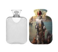 SKYSHU Funny Cat - Botella de agua caliente transparente a prueba de fugas de 1 litro, lavable, resistente al calor, con funda de felpa suave para calambres menstruales, alivio del dolor de cuello y