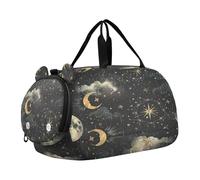 SKYSHU Galaxy Star Moon - Bolsa grande impermeable para fin de semana, correa de hombro desmontable, compartimento para zapatos y bolsillo húmedo