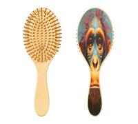 SKYSHU Gorilla - Cepillo de madera natural con cómodas cerdas de madera, cepillo ovalado para desenredar y peinar para mujeres, hombres y niños, todo tipo de cabello (cabello seco húmedo y dañado)