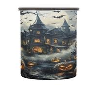 SKYSHU Halloween Castle - Recipientes herméticos de almacenamiento de alimentos de calabaza de 900 ml, botes de café de acero inoxidable con tapa de bloqueo al vacío para organización de cocina, grano