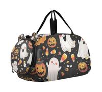 SKYSHU Halloween Ghost - Bolsa grande impermeable para fin de semana, correa de hombro desmontable, bolsa de gimnasio con compartimento para zapatos y bolsillo húmedo