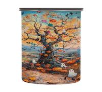 SKYSHU Halloween Ghost - Recipientes herméticos de almacenamiento de alimentos de 900 ml, botes de café de acero inoxidable con tapa de bloqueo al vacío para organización de cocina, grano de café, té