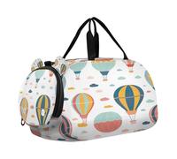 SKYSHU Hot Air Ballon - Bolsa grande impermeable para fin de semana, correa de hombro desmontable, bolsa de gimnasio con compartimento para zapatos y bolsillo húmedo