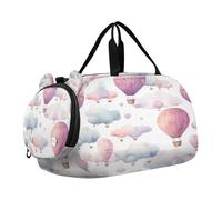 SKYSHU Hot Air Ballon - Bolsa grande impermeable para fin de semana, correa de hombro desmontable, bolsa de gimnasio con compartimento para zapatos y bolsillo húmedo