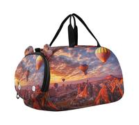 SKYSHU Hot Air Ballon - Bolsa grande impermeable para fin de semana, correa de hombro desmontable, bolsa de gimnasio con compartimento para zapatos y bolsillo húmedo