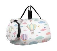 SKYSHU Hot Air Ballon - Bolsa grande impermeable para fin de semana, correa de hombro desmontable, bolsa de gimnasio con compartimento para zapatos y bolsillo húmedo