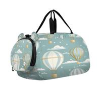 SKYSHU Hot Air Ballon - Bolsa grande impermeable para fin de semana, correa de hombro desmontable, bolsa de gimnasio con compartimento para zapatos y bolsillo húmedo
