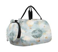 SKYSHU Hot Air Balloon - Bolsa grande impermeable para fin de semana, correa de hombro desmontable, bolsa de gimnasio con compartimento para zapatos y bolsillo húmedo