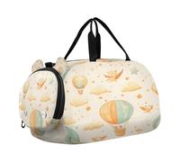 SKYSHU Hot Air Balloons - Bolsa grande impermeable para fin de semana, correa de hombro desmontable, bolsa de gimnasio con compartimento para zapatos y bolsillo húmedo