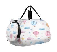 SKYSHU Hot Air Balloons - Bolsa grande impermeable para fin de semana, correa de hombro desmontable, bolsa de gimnasio con compartimento para zapatos y bolsillo húmedo
