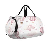 SKYSHU Hot Air Balloons - Bolsa grande impermeable para fin de semana, correa de hombro desmontable, bolsa de gimnasio con compartimento para zapatos y bolsillo húmedo